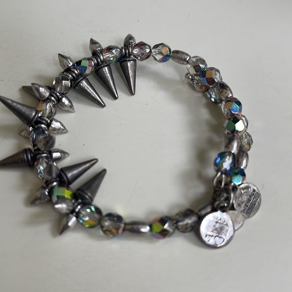 Alex & Ani “Vintage” Bangle Bracelets - silver, antique gold, crystal beaded, 6 - Picture 2 of 7